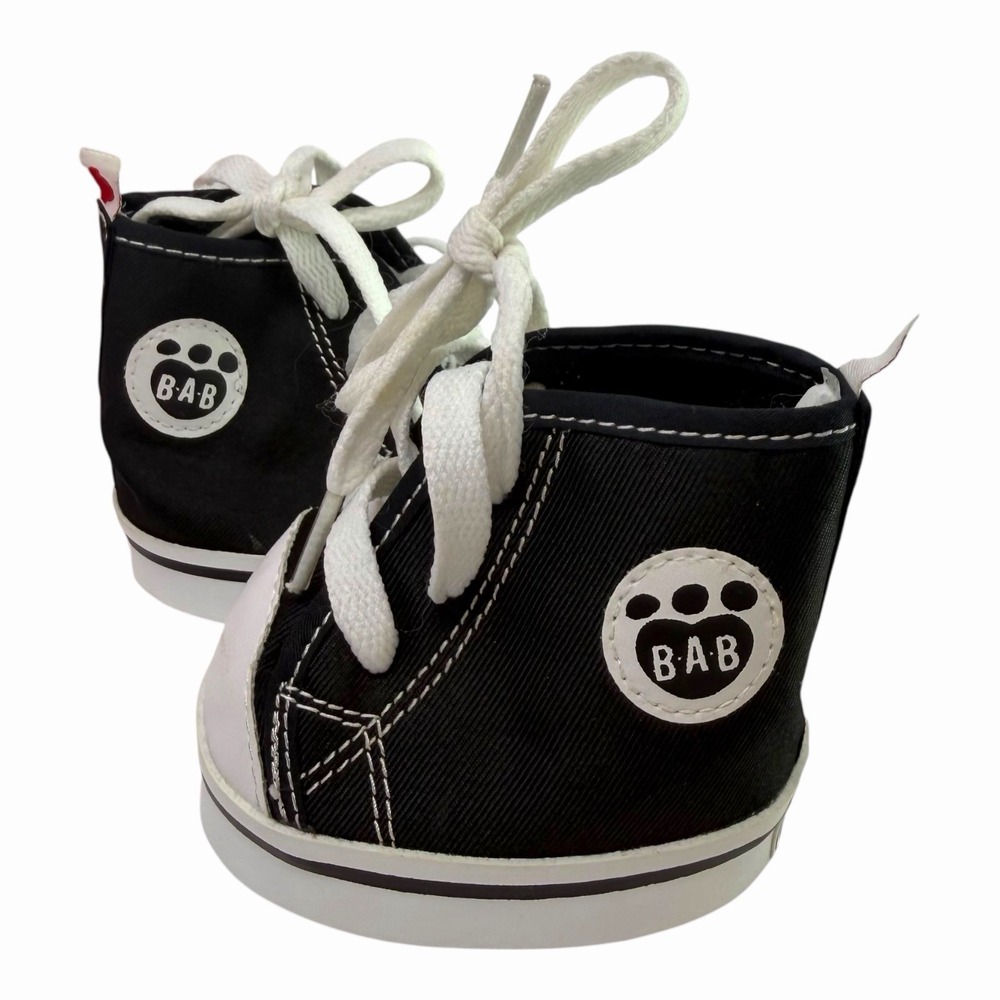 Build a Bear Black White High Top‎ Canvas Tennis Gym Shoes Sneakers